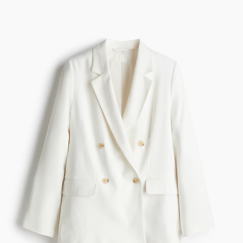 H&M Classic Cream Double-Breasted Blazer